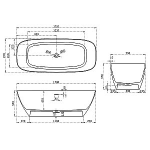 Ванна из искусственного камня Vincea VBT-6S02MW 170x75 белая матовая купить в интернет-магазине Sanbest