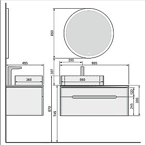 Зеркало Jorno Shine Shi.02.65/W 65x65 в ванную от интернет-магазине сантехники Sanbest