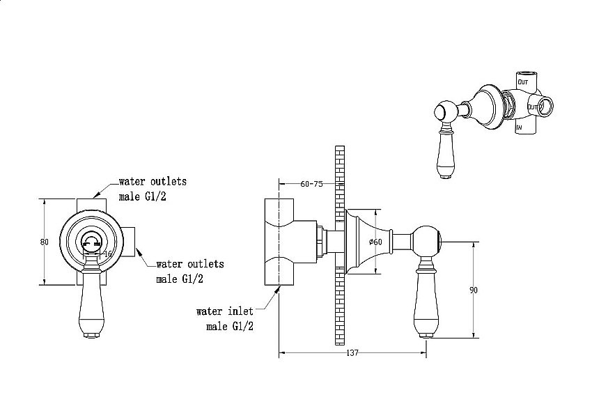 Дивертор Boheme Medici 622 для смесителя в интернет-магазине сантехники Sanbest