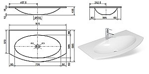 Раковина Эстет Мальта 91,5 цвет по RAL купить в интернет-магазине Sanbest