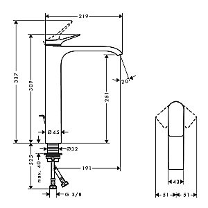 Смеситель для раковины Hansgrohe Vivenis 75042000 хром купить в интернет-магазине сантехники Sanbest