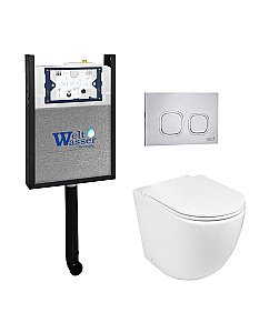 Комплект унитаза WeltWasser AMBERG 404 + MERZBACH 002 GL-WT + AMBERG RD-MT CR кнопка матовый хром купить в интернет-магазине Sanbest