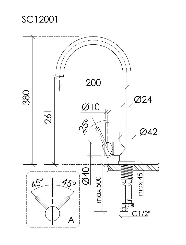 Смеситель для кухни Sancos Stainless SC12001SS нержавеющая сталь купить в интернет-магазине сантехники Sanbest