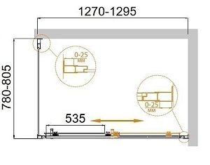 Душевой уголок Cezares MOLVENO-AH-11 130x80 купить в интернет-магазине Sanbest