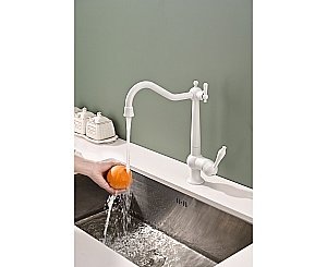 Смеситель для кухни Paulmark Retro Re213226-WH белый матовый купить в интернет-магазине сантехники Sanbest