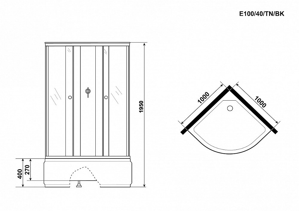 Душевая кабина Niagara Eco E100/40/TN/BK 100х100 купить в интернет-магазине Sanbest