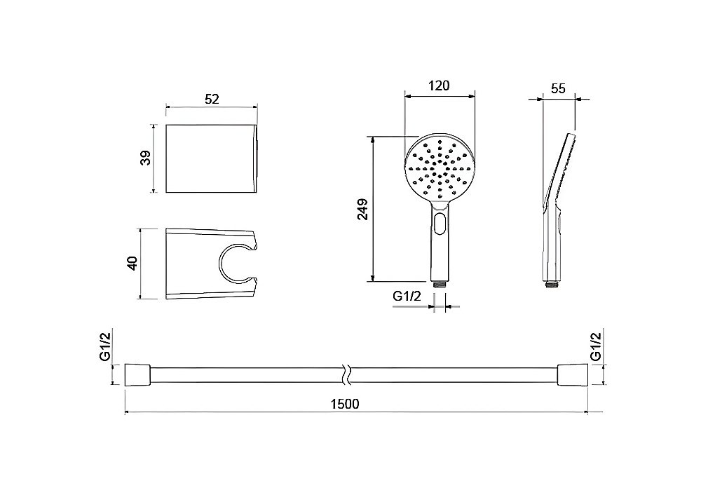 Душевой гарнитур Aquatek Оберон AQ2033BG золото шлифованное купить в интернет-магазине сантехники Sanbest