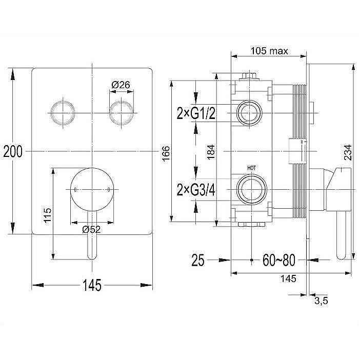 Смеситель для душа Omnires Y GoClick Y1235GCCR купить в интернет-магазине сантехники Sanbest