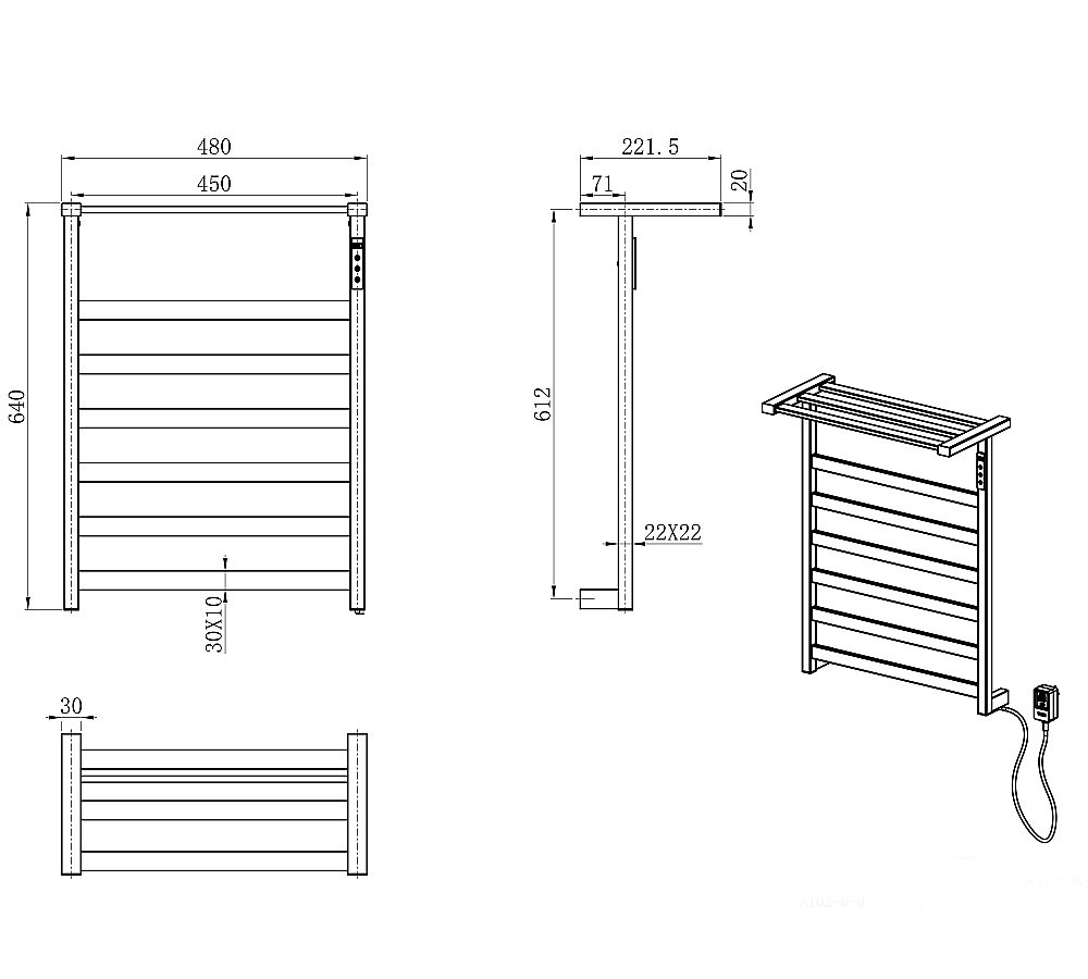 Полотенцесушитель электрический WONZON & WOGHAND FRANKFURT, Черный матовый (WW-A1026-MB) купить в интернет-магазине сантехники Sanbest