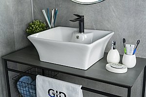 Раковина накладная Gid Geometrico 49 N9108 51121 белая купить в интернет-магазине Sanbest