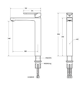 Смеситель для раковины Cezares STYLUS-LC-BORO-W0 брашированное золото купить в интернет-магазине сантехники Sanbest