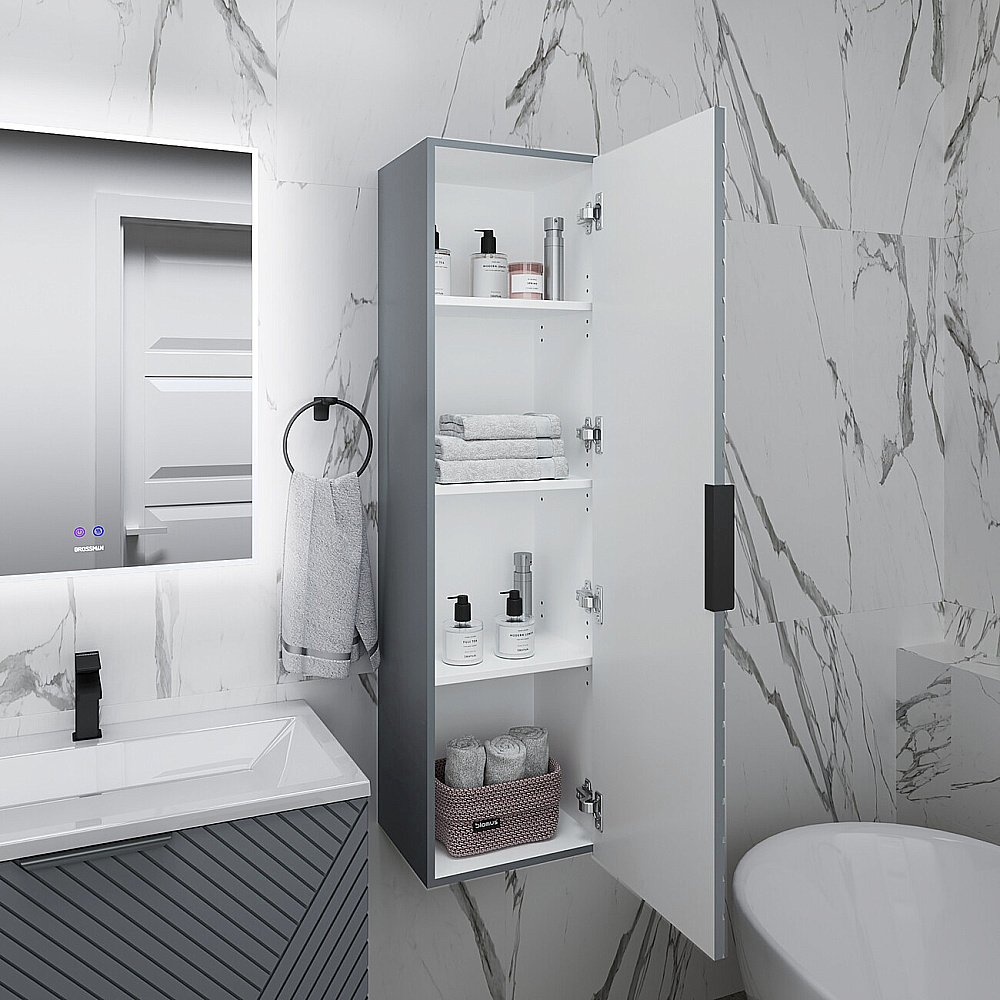 Пенал подвесной Grossman Блисс 37 303546 графит матовый для ванной в интернет-магазине сантехники Sanbest