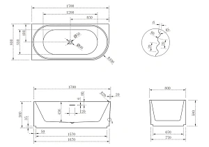 Ванна акриловая Abber AB9438-1.7 170x80 купить в интернет-магазине Sanbest