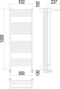 Полотенцесушитель водяной Terminus Аврора П20 500х1000 с полкой купить в интернет-магазине сантехники Sanbest