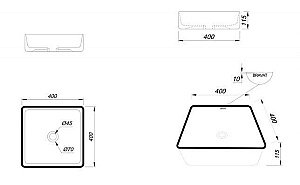 Раковина накладная Bravat  40 C22356K-ENG черная купить в интернет-магазине Sanbest