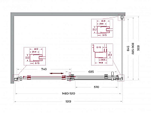 Душевой уголок BelBagno Marino 2-AH-1 150x90 стекло прозрачное/профиль оружейная сталь купить в интернет-магазине Sanbest
