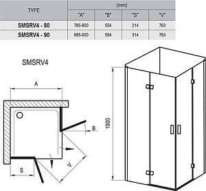 Душевой уголок Ravak Smartline SMSRV4 90x90 купить в интернет-магазине Sanbest