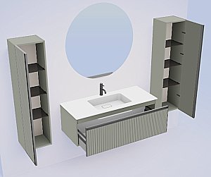 Тумба с раковиной Armadi Art QUATRO 1 100 FUGA LUNA/профиль ANTHRACITE/раковина белая для ванной в интернет-магазине Sanbest