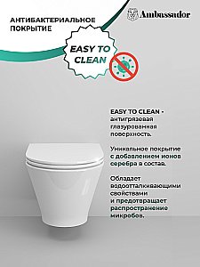 Унитаз подвесной Ambassador Elysium 183K19002RS безободковый, с крышкой микролифт, белый купить в интернет-магазине Sanbest