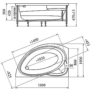 Акриловая ванна VANNESA Модерна 160х100 купить в интернет-магазине Sanbest