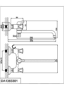 Смеситель для ванны D&K Hessen Grimm DA1383301 купить в интернет-магазине сантехники Sanbest