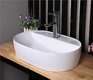 Раковина накладная Ceramalux N 61 D1346 белая купить в интернет-магазине Sanbest