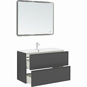 Тумба с раковиной Aquanet Арт 100 329614 ясень графит для ванной в интернет-магазине Sanbest