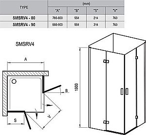 Душевой уголок Ravak Smartline SMSRV4 90x90 купить в интернет-магазине Sanbest