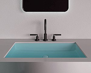 Раковина врезная снизу столешницы Salini MAREA 10 1802210MF 74,7 из искусственного камня S-Stone, матовая, цвет по RAL полностью купить в интернет-магазине Sanbest