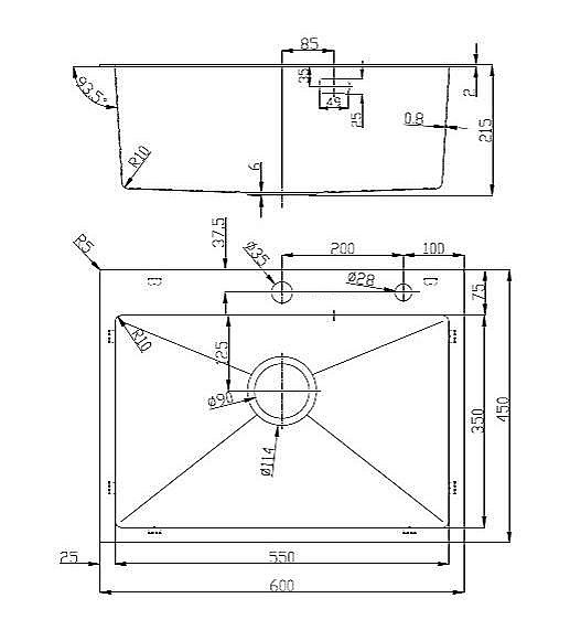 Кухонная мойка D&K 60х45 DKS604506 графит купить в интернет-магазине сантехники Sanbest