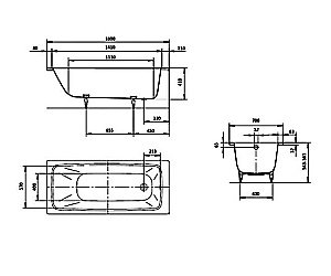 Ванна стальная Kaldewei Cayono 748 160x70 274800013001 Easy-clean белый купить в интернет-магазине Sanbest