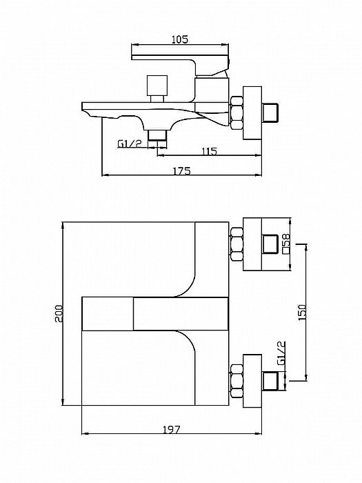 Смеситель для ванны Orange Lutz M04-100cr купить в интернет-магазине сантехники Sanbest