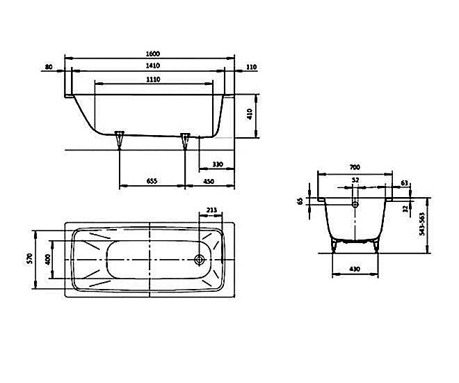 Ванна стальная Kaldewei Cayono 748 160x70 274800013001 Easy-clean белый купить в интернет-магазине Sanbest