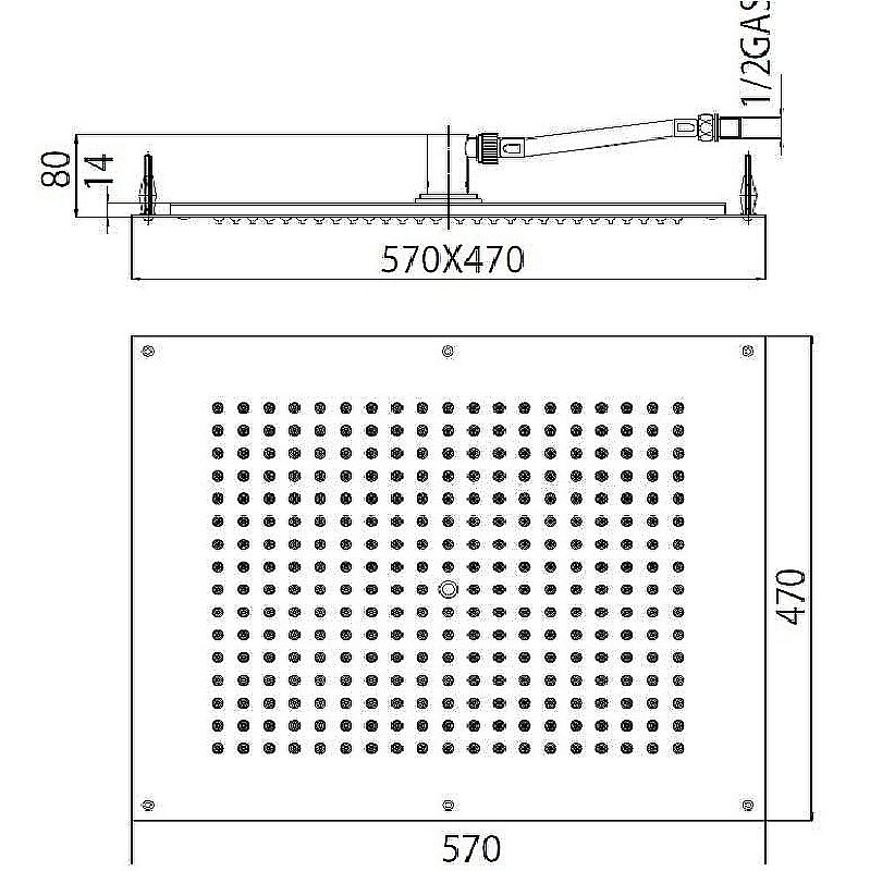 Верхний душ Bossini Dream Rectangular H38391.073 черный купить в интернет-магазине сантехники Sanbest