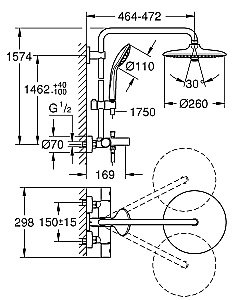 Душевая система Grohe Euphoria 260 27475002 хром купить в интернет-магазине сантехники Sanbest