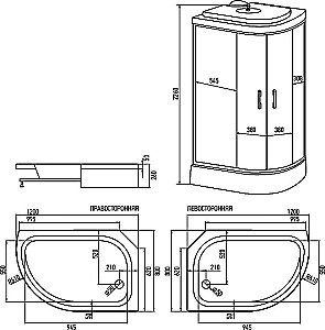 Душевая кабина Alex Baitler 120х80 MR351226 стекло матовое/профиль белый матовый купить в интернет-магазине Sanbest