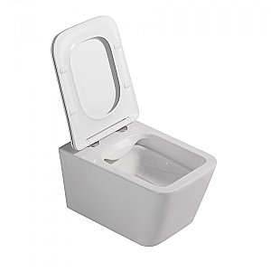 Унитаз подвесной Abber Rechteck AC1201-AC0105-AC0120NG белый, безободковый, с инсталляцией, с крышкой микролифт, с кнопкой никель купить в интернет-магазине Sanbest