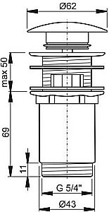 Донный клапан Ravak Сlick-Сlack X01748 черный матовый купить в интернет-магазине сантехники Sanbest