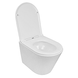 Унитаз подвесной Azario Teramo AZ-0053-UQ3 белый, безободковый, с крышкой микролифт, слив торнадо купить в интернет-магазине Sanbest