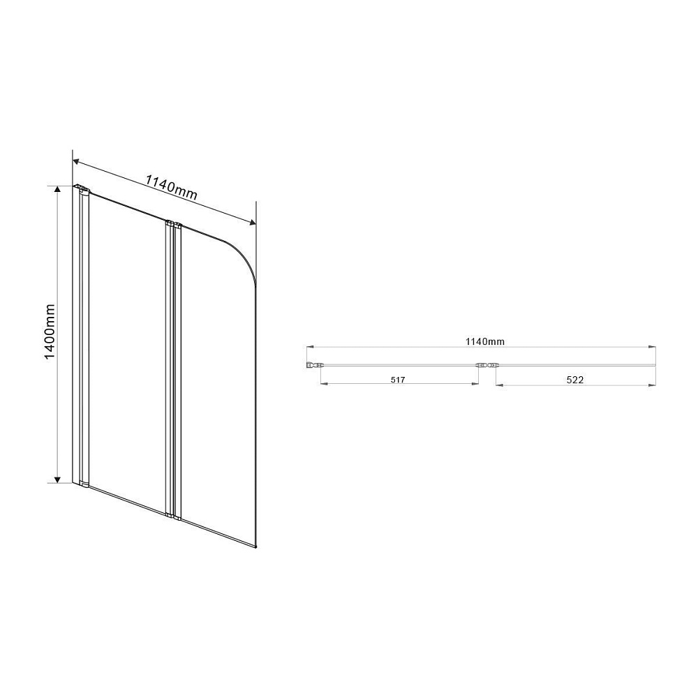 Шторка для ванны Vincea VSB 114x140 купить в интернет-магазине Sanbest