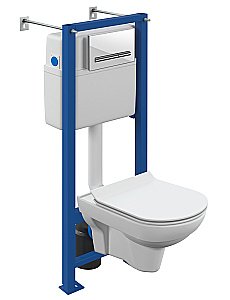 Унитаз подвесной Cersanit CITY CO DPL EO slim c инсталляцией VECTOR/кнопка PILOT белая, с крышкой микролифт, безободковый купить в интернет-магазине Sanbest