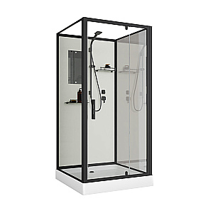 Душевая кабина Niagara Standart ST100/15Q/BL/BK 100х100 без крыши, профиль черный матовый/стекло прозрачное купить в интернет-магазине Sanbest