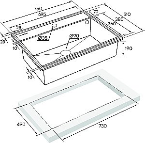 Кухонная мойка Paulmark STEPIA 80 + коландер ADVANCE PM117551-AN+A375-BS антрацит купить в интернет-магазине сантехники Sanbest