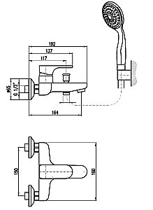 Смеситель для ванны Rav-Slezak YUKON YU154.5/1CB купить в интернет-магазине сантехники Sanbest