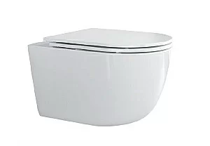 Унитаз подвесной Cezares CZR-38088-49-TH-TOR/SC белый, безободковый, с крышкой микролифт, слив Торнадо купить в интернет-магазине Sanbest