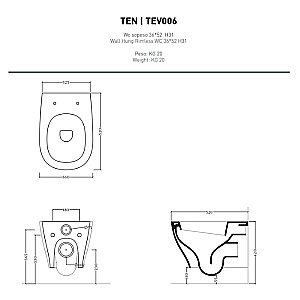 Унитаз подвесной Artceram TEN TEV006 01 00 белый купить в интернет-магазине Sanbest