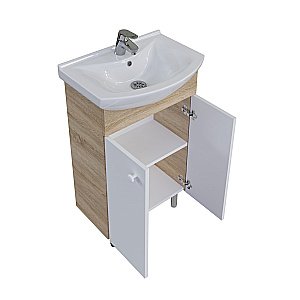 Мебель для ванной Grossman ЭКО 60 106052-2 с зеркалом, белый/светлое дерево для ванной в интернет-магазине Sanbest