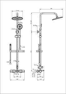 Душевая система с гигиеническим душем и термостатом WONZON & WOGHAND Plate WW-C3017-A1-BG брашированное золото купить в интернет-магазине сантехники Sanbest