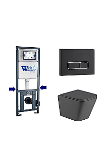 Унитаз подвесной WeltWasser WW GELBACH 10000012040 с крышкой микролифт, безободковый, смыв торнадо, в комплекте с инсталяцией, серый матовый купить в интернет-магазине Sanbest