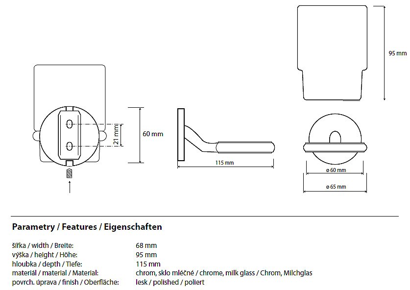 Стакан для зубных щеток Bemeta Alfa 102410012 купить в интернет-магазине сантехники Sanbest